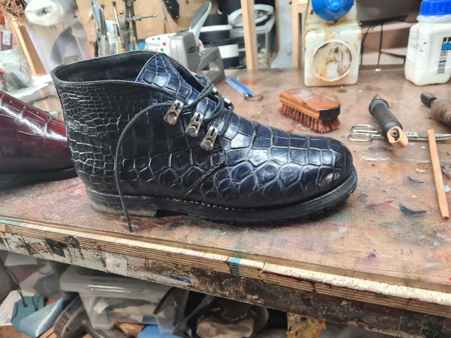 Крокодиловые ботинки рантовой метод крепления Hand-welted на заказ 4087