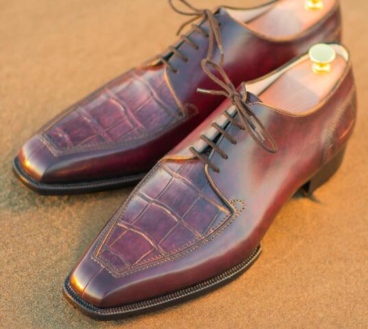 Обувь ручной работы из кожи крокодила пошив на заказ 4047