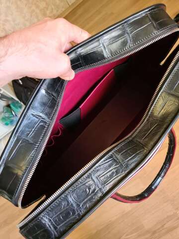 Мужская сумка из брюха крокодила индивидуальный пошив 4057