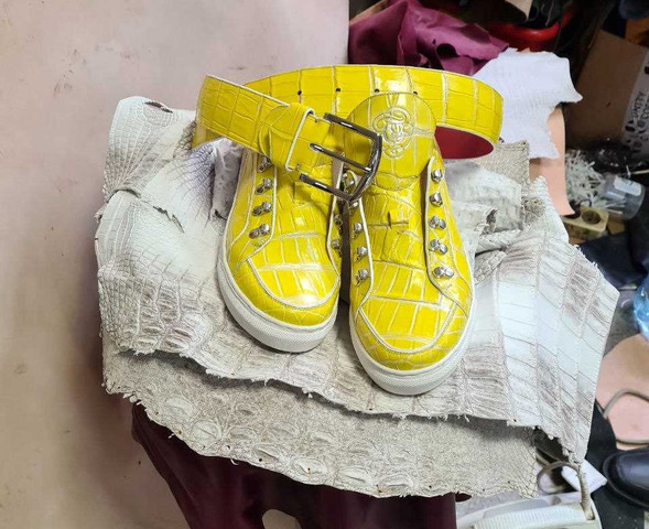 Крокодиловые кроссовки ручной работы, индивидуальный пошив обуви 4074
