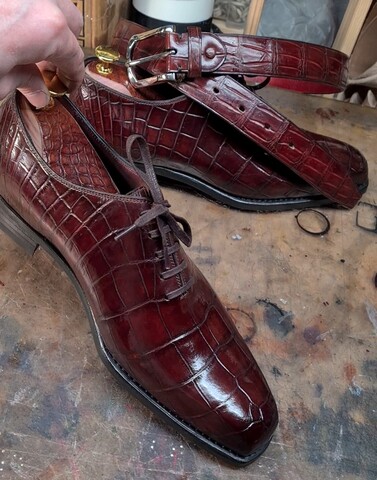 Обувь ручной работы из кожи крокодила пошив на заказ 4030