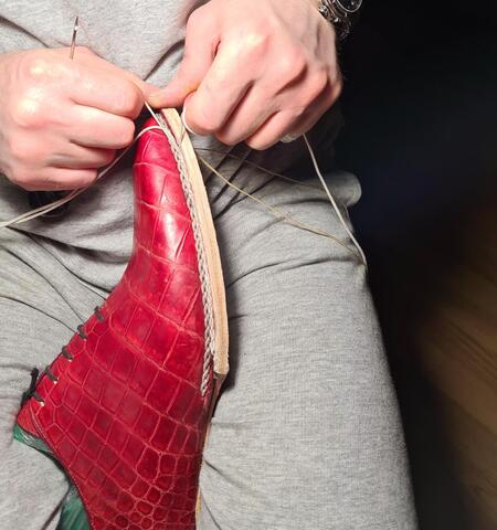 Обувь ручной работы из кожи крокодила пошив на заказ 4028