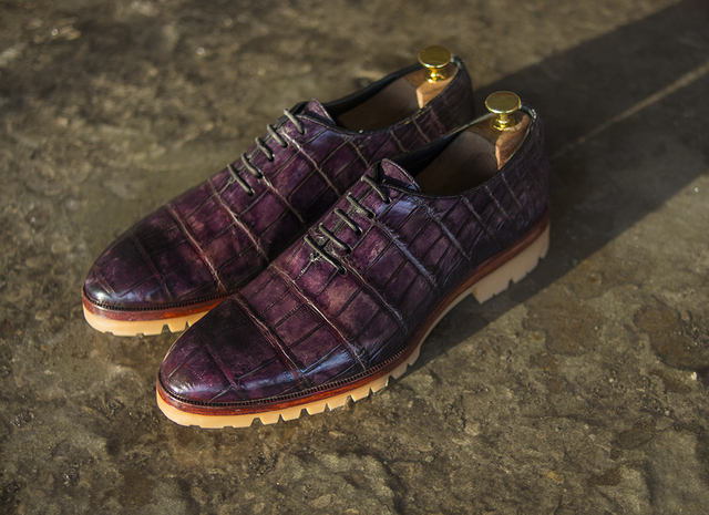 Обувь ручной работы из кожи крокодила пошив на заказ 4025